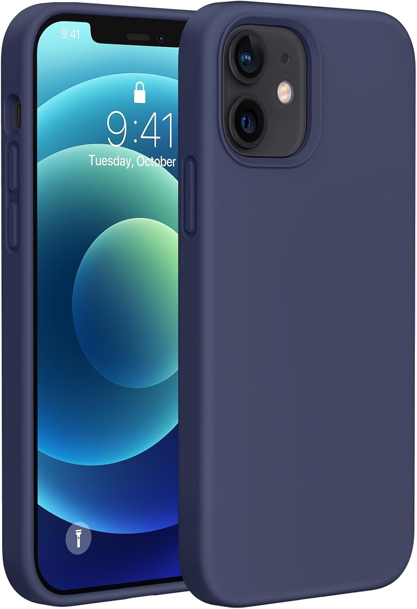 Compatible with Iphone 12 Case and Iphone 12 Pro Case, Liquid Silicone Gel Rubber Full Body Protection Shockproof Drop Protection Phone Case for Iphone 12/12 Pro 6.1 Inch, Navy Blue الصورة الرئيسية