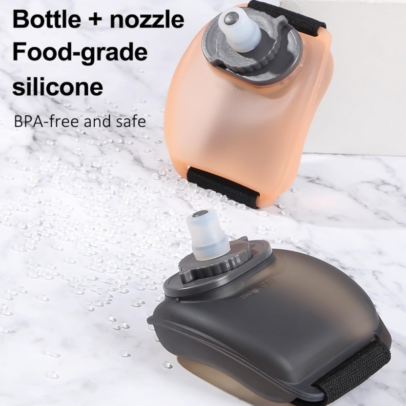 2 Pieces Outdoor Running Portable Wrist Water Bottle 200Ml Quality Silicone Replenishment Bottle, Suitable for Marathon, Fitness, Cycling, Rock Climbing (Orange) صورة ثانوية