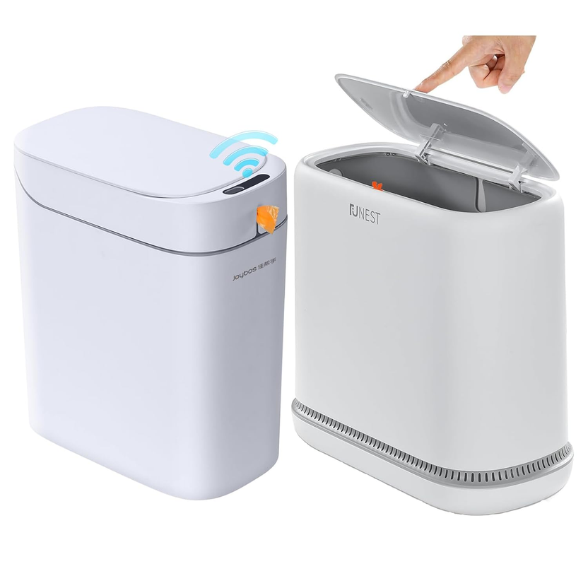 3.5 Gallon Motion Sensor Bathroom Trash Can + 3 Gallon Press-Top Lid Slim Trash Can Secondary image