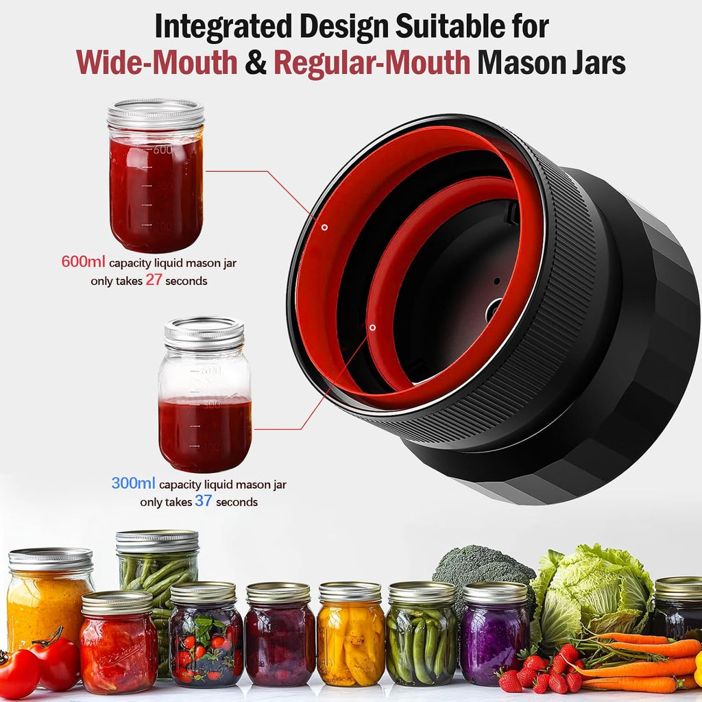 2026 Upgraded Jar Vacuum Sealer, Electric Vacuum Sealer for Regular Mouth and Wide Mouth Canning Jars, Fully Automated and Portable