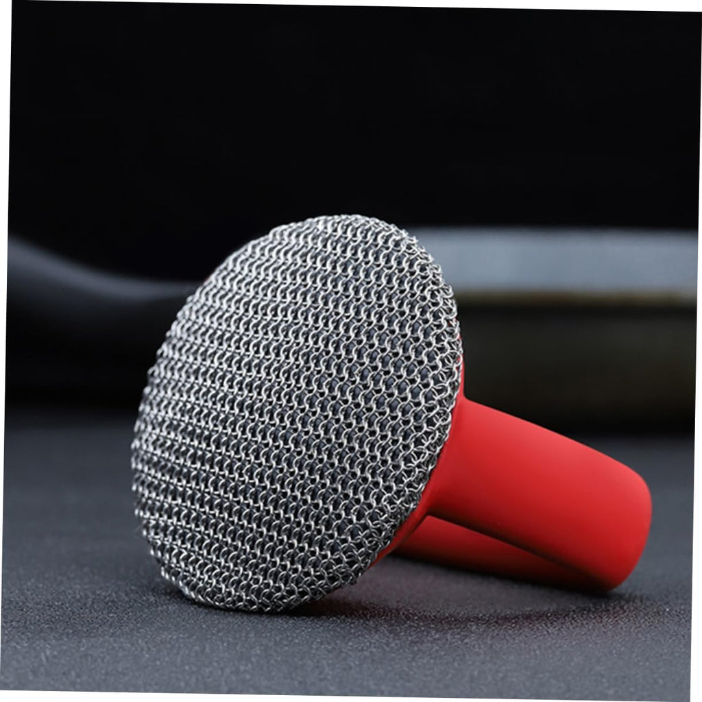 Metal Mesh Pot Brush with Handle Scrubber for Pots Pans and Dishes Ergonomic Design for Easy Cleaning and Storage