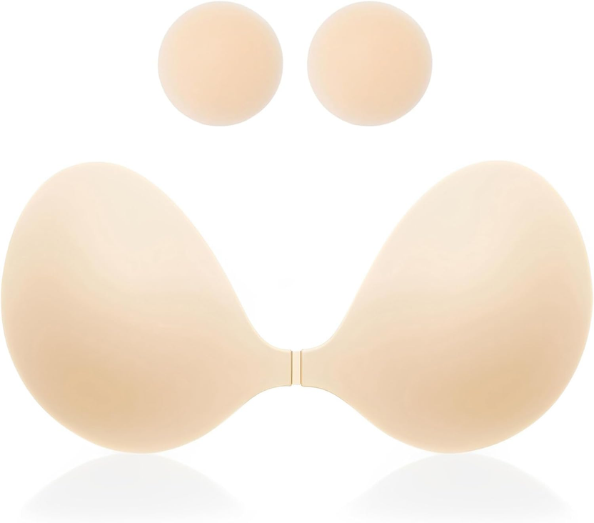 Noviri Shop 2026 Seamless Sticky Bra Slicone Adhesive Bra Push up Invisible Strapless Backless Covers for Women الصورة الرئيسية