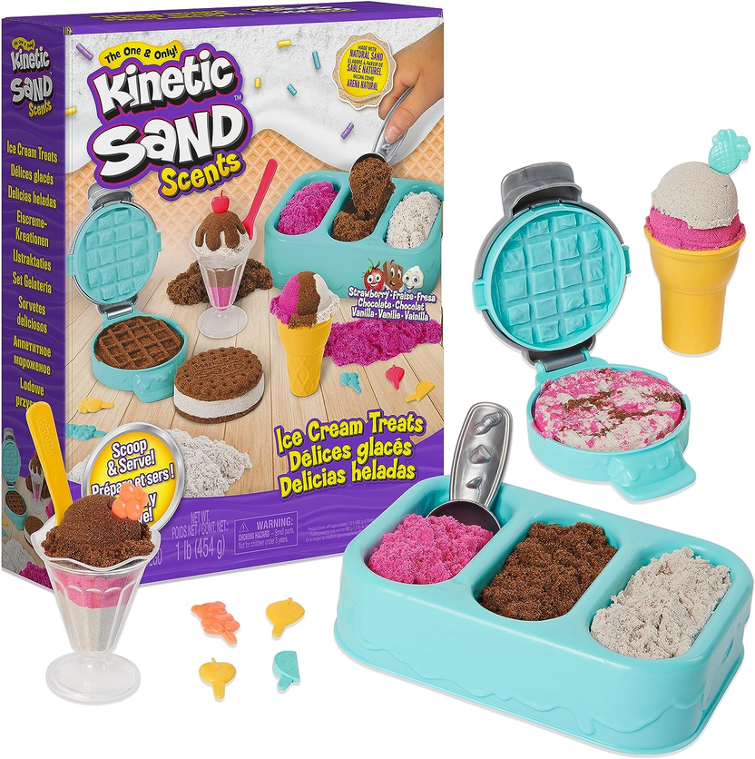 Scents, Ice Cream Treats Playset, Easter Basket Stuffers, Includes 3 Scented Colors of Moldable Play Sand & 6 Tools, Sensory Toys for Kids الصورة الرئيسية
