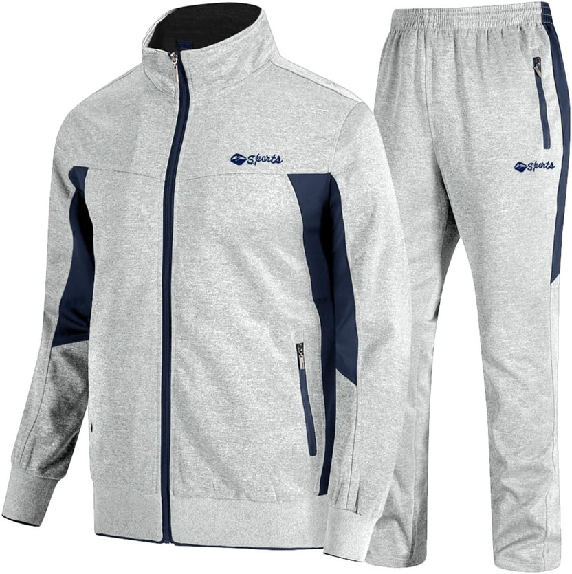 Men'S Tracksuits Sweatsuits for Men Sweat Track Suits 2 Piece Casual Athletic Jogging Warm up Full Zip Sets الصورة الرئيسية