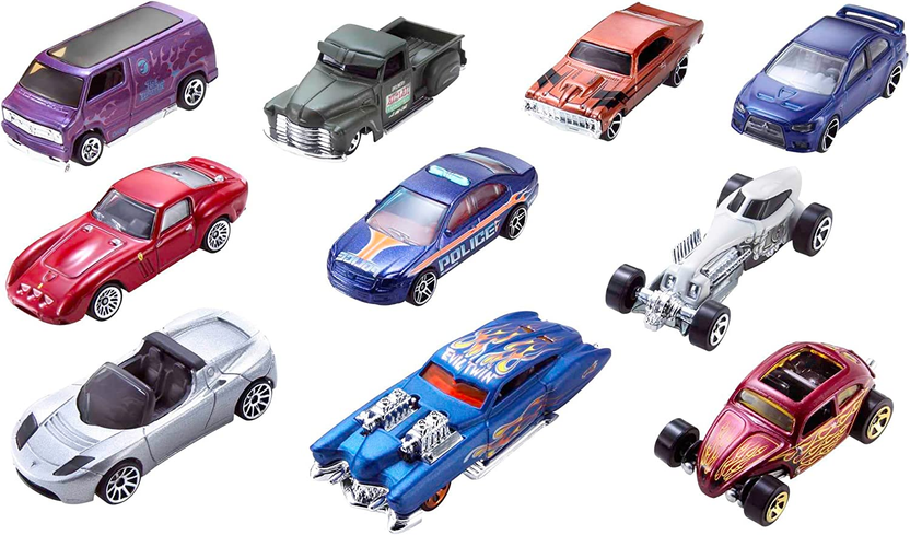 Set of 10 1:64 Scale Toy Trucks and Cars for Kids and Collectors, Styles May Vary (Amazon Exclusive) صورة ثانوية