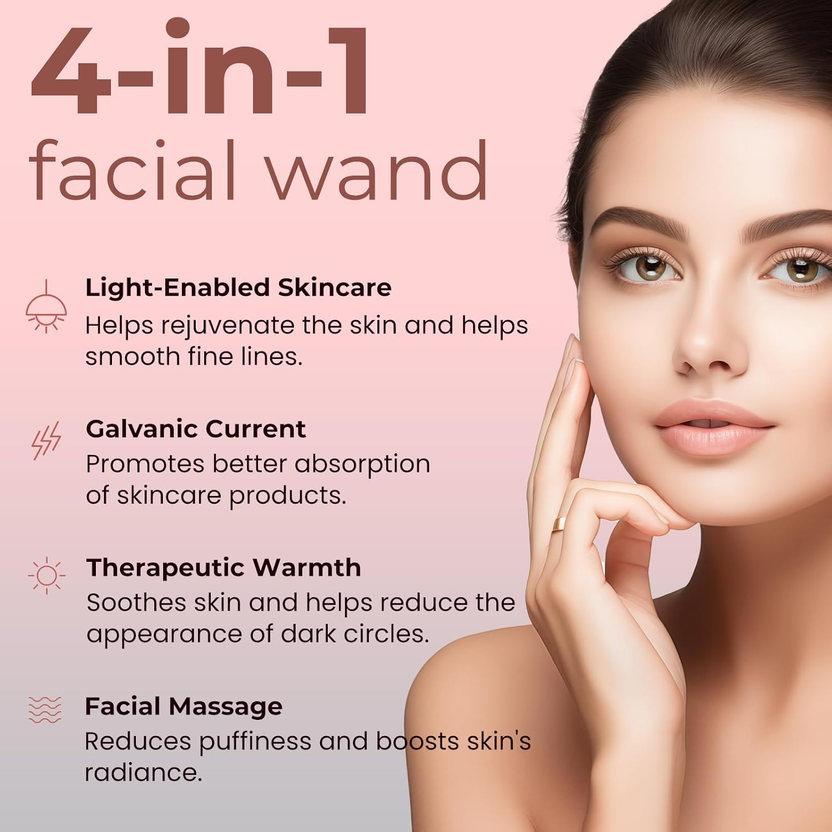 Red-Light-Therapy-For-Face,7 in 1 LED Light-Therapy-Wand for Face and Neck - Microcurrent Facial Device for Anti-Aging - Face & Eye Massager Skincare (7 Colors Led Light) صورة ثانوية