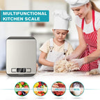 Food Scale, Digital Kitchen Scale with LCD Display, Weight Grams and Ounces for Baking Cooking and Meal Prep, 6 Units with Tare Function, 304 Stainless Steel, 11Lb (Batteries Included)