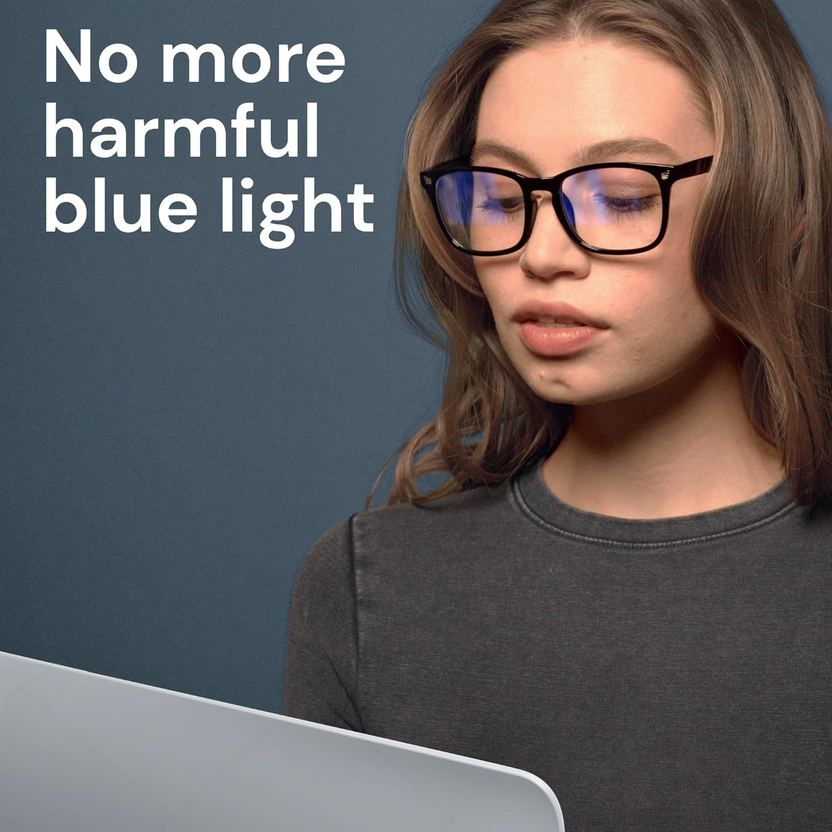 Blue Light Blocking Glasses - Fashion Square Eyeglasses, anti UV Ray Computer Gaming Glasses Blue Blockers for Women/Men صورة ثانوية