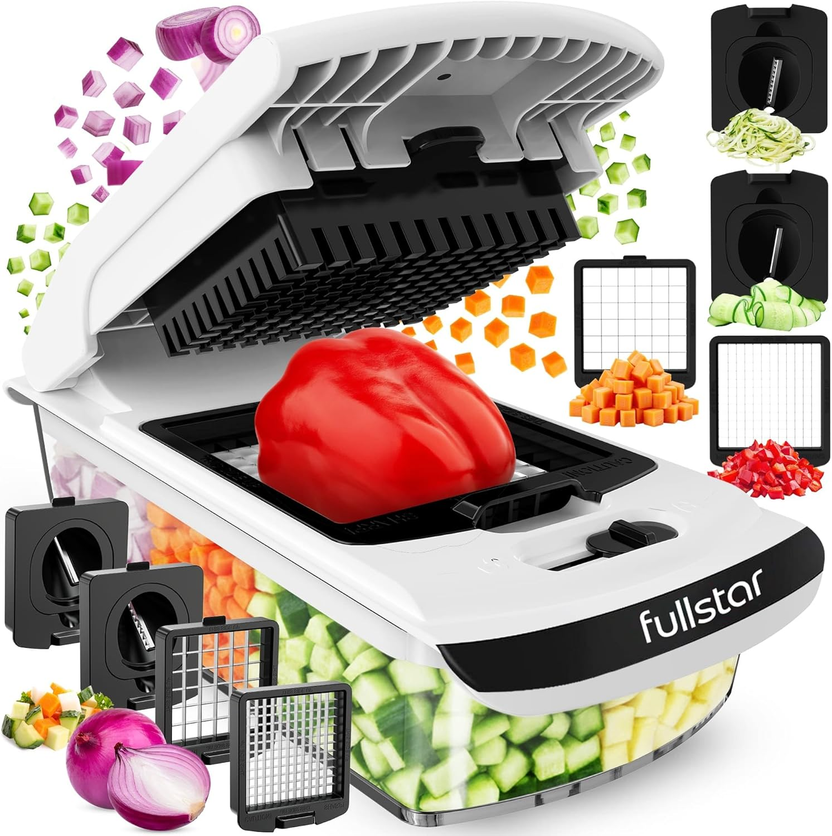The Original Pro Chopper - Vegetable Chopper and Spiralizer, Food Chopper with Container, Fruit Slicer, Kitchen Gadgets & Gifts, Home Essentials (4 in 1, White) الصورة الرئيسية