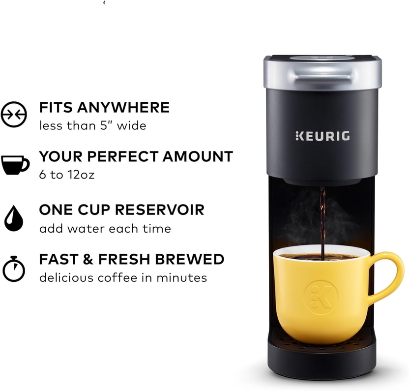 K-Mini Single Serve K-Cup Pod Coffee Maker, 6 to 12Oz Brew Size, with Cord Storage, Perfect for Small Spaces, Black صورة ثانوية