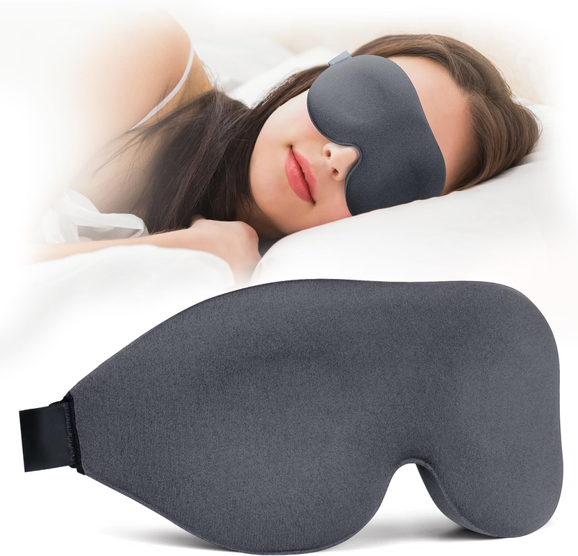 Sleep Mask for Back and Side Sleeper, Block Out Light, Luxury Sleeping Eye Mask of 3D Night Blindfold, Zero Pressure Breathable Travel Eye Cover Grey الصورة الرئيسية