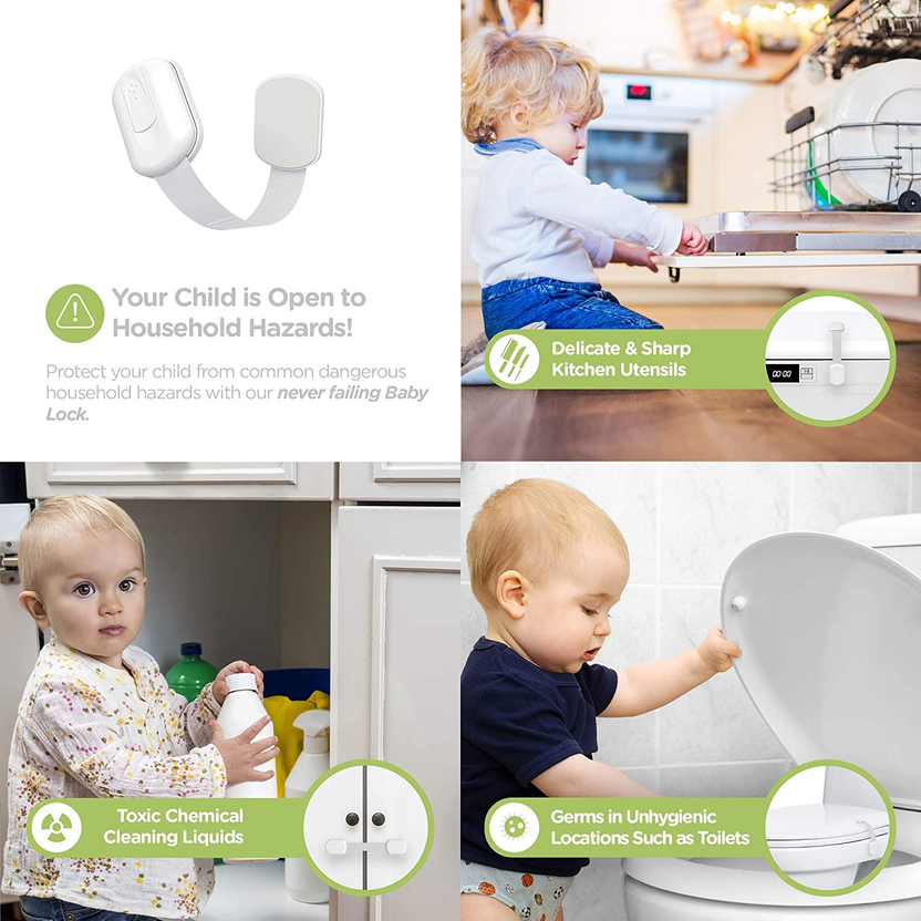 Baby Locks (8-Pack) Child Safety Cabinet Proofing - Safe Quick and Easy 3M Adhesive Cabinet Drawer Door Latches No Screws & Magnets Multi-Purpose for Furniture Kitchen Ovens Toilet Seats صورة ثانوية
