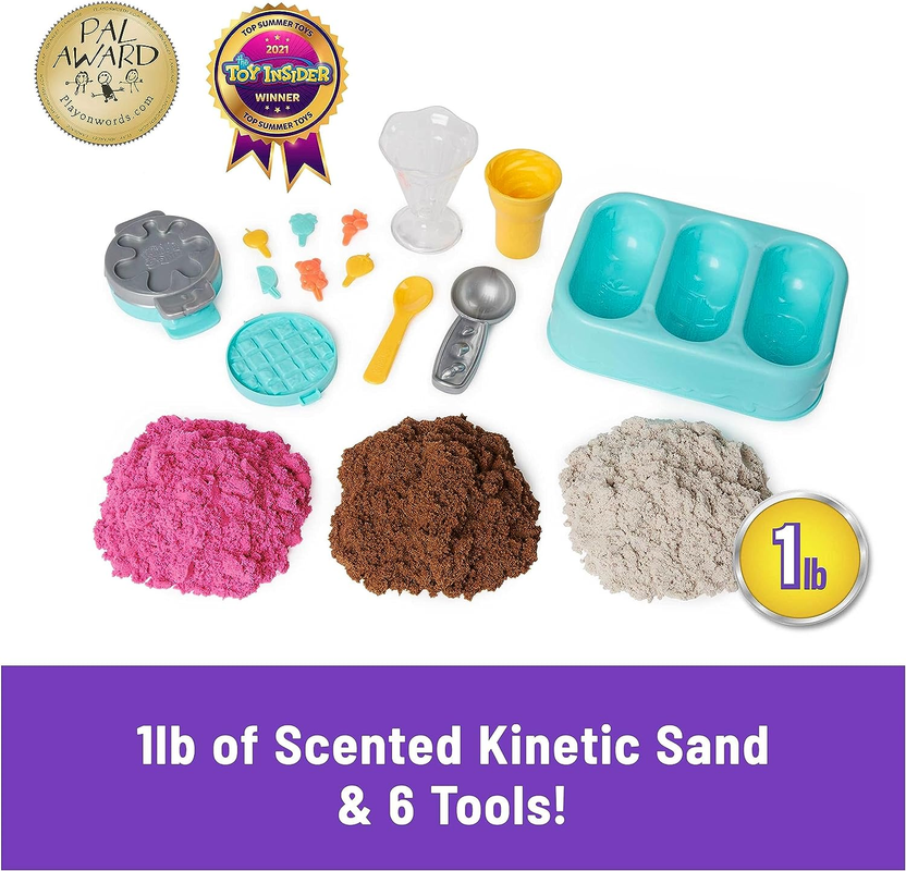 Scents, Ice Cream Treats Playset, Easter Basket Stuffers, Includes 3 Scented Colors of Moldable Play Sand & 6 Tools, Sensory Toys for Kids صورة ثانوية