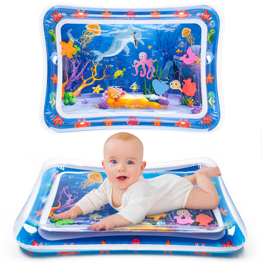 Tummy Time Water Mat丨Inflatable Tummy Time Water Play Mat for Babies, Infants and Toddlers 3 to 24 Months Promote Development Toys Baby Toys Essentials and Gifts الصورة الرئيسية