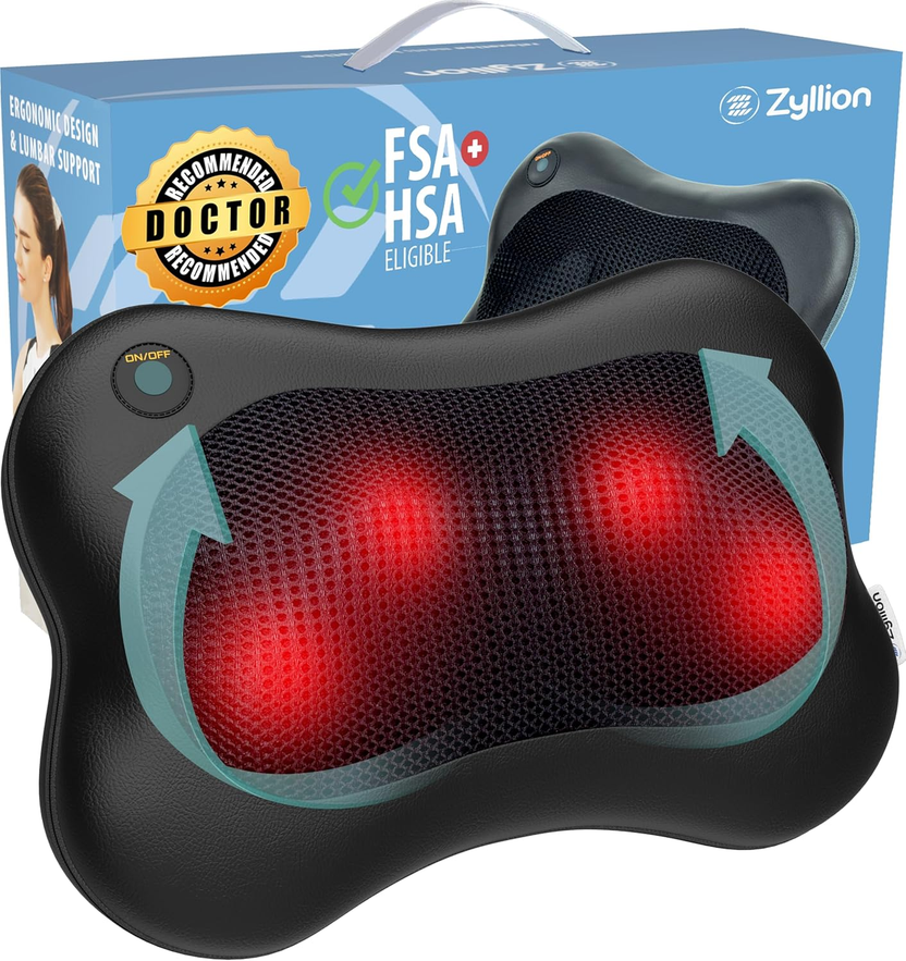 Shiatsu Back and Neck Massager with Heat - 3D Electric Kneading Deep Tissue Massage Pillow for Muscle Pain Relief, Black, ZMA-13 الصورة الرئيسية