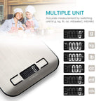 Food Scale, Digital Kitchen Scale with LCD Display, Weight Grams and Ounces for Baking Cooking and Meal Prep, 6 Units with Tare Function, 304 Stainless Steel, 11Lb (Batteries Included)