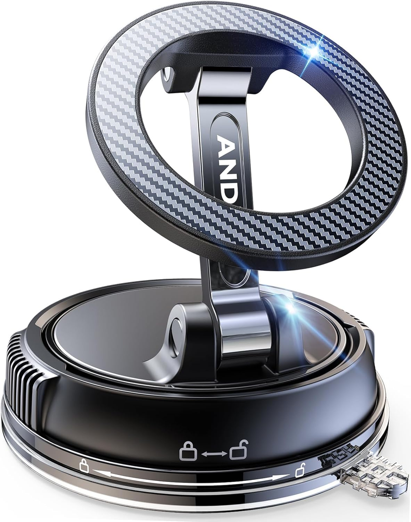 Car Phone Holder for Magsafe [78+LBS Strongest Suction & 2400Gf Magnetic] 360° Adjustable Car Phone Mount, Phone Holders for Your Car for Iphone 17 Pro Max 16 15 14 13 12 Air Plus, Carbon Fiber الصورة الرئيسية
