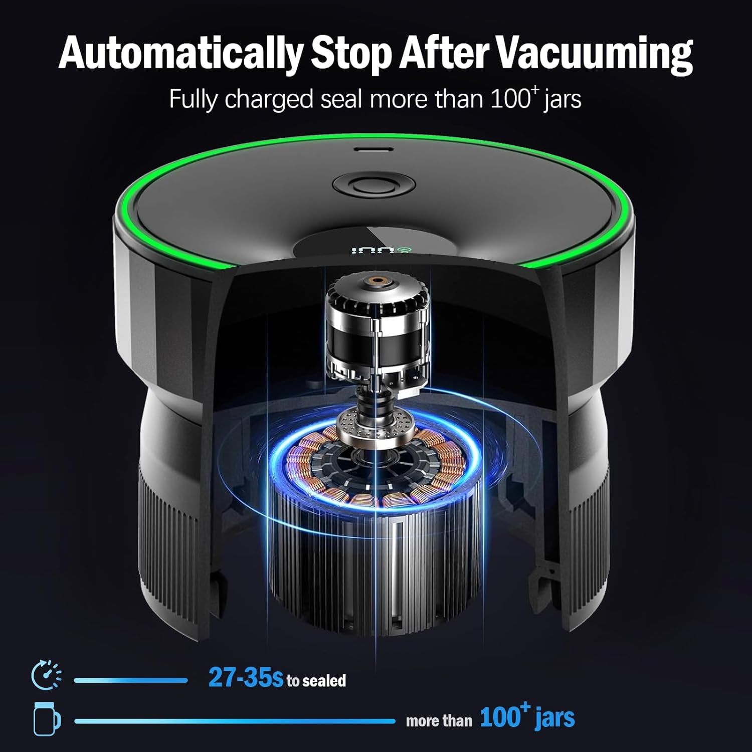 2026 Upgraded Jar Vacuum Sealer, Electric Vacuum Sealer for Regular Mouth and Wide Mouth Canning Jars, Fully Automated and Portable