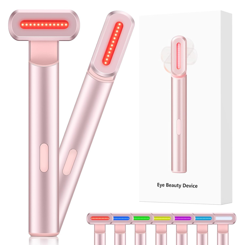 Red-Light-Therapy-For-Face,7 in 1 LED Light-Therapy-Wand for Face and Neck - Microcurrent Facial Device for Anti-Aging - Face & Eye Massager Skincare (7 Colors Led Light) الصورة الرئيسية