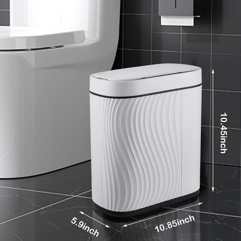 Bathroom Trash Cans with Lid 2 Gallon Automatic Trash Can, Small Motion Sensor Garbage Can, Slim Smart Trash Bin, Waterproof Plastic Garbage Bin for Bathroom, Bedroom, Living Room, Kitchen Secondary image
