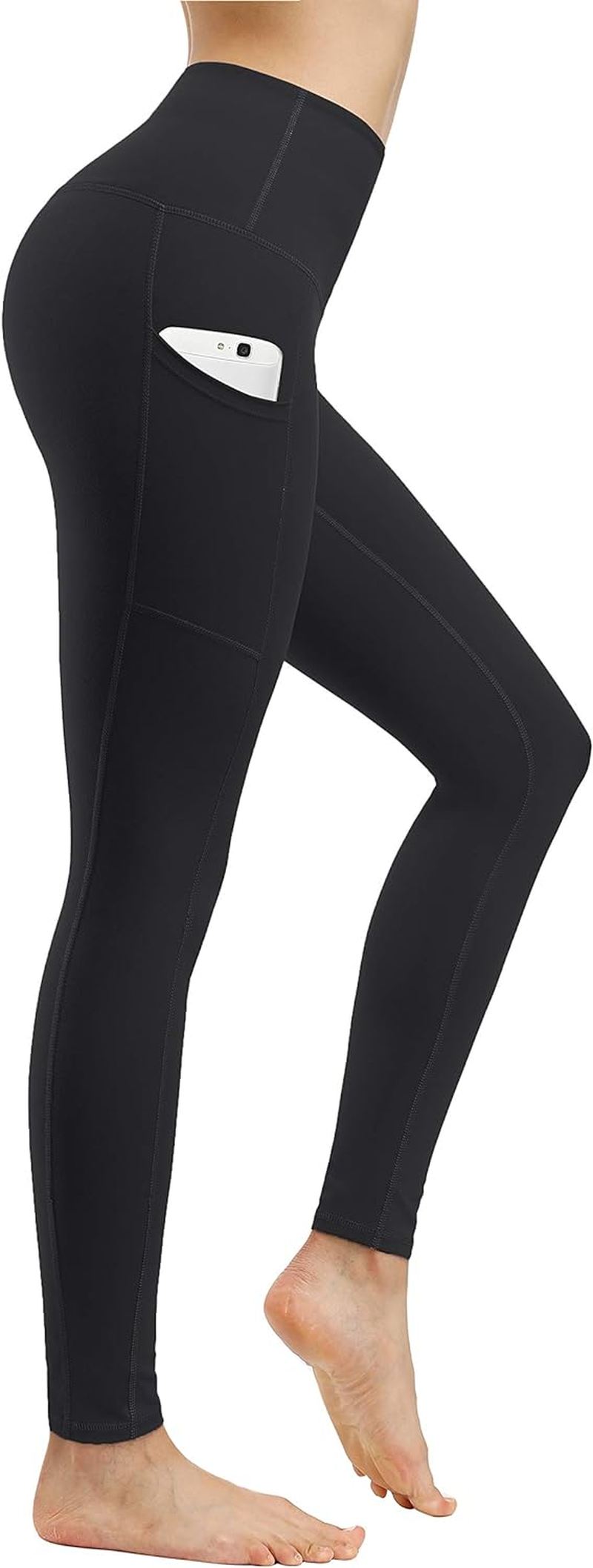 2 Pack High Waist Yoga Pants with Pockets, Tummy Control Workout Running Yoga Leggings for Women صورة ثانوية