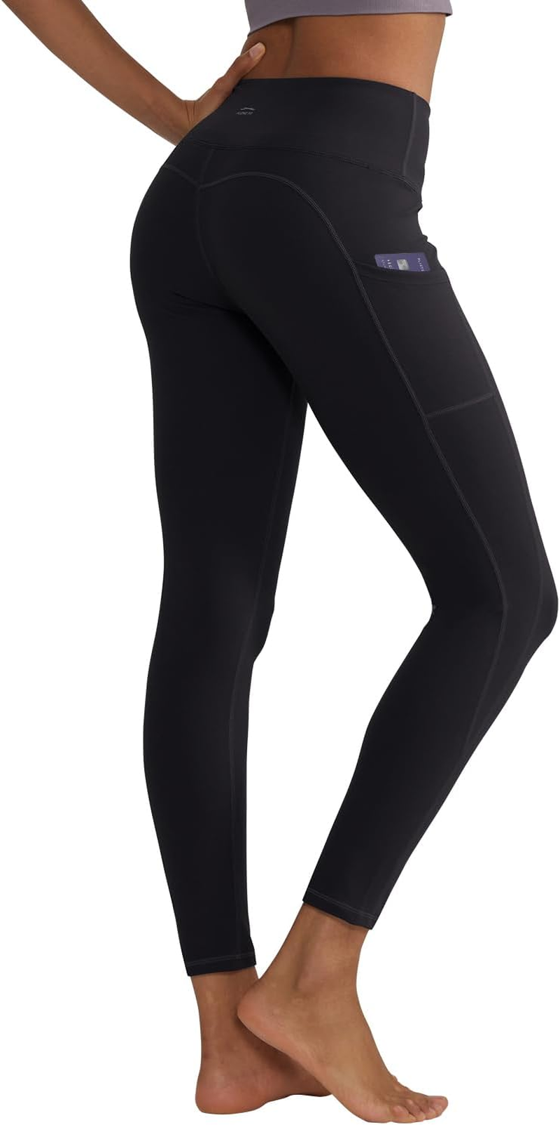 Anti-Nail Leggings for Women, Non-See-Through Yoga Pants with Phone Pockets, Tummy Control Full-Length/Capri Tights الصورة الرئيسية