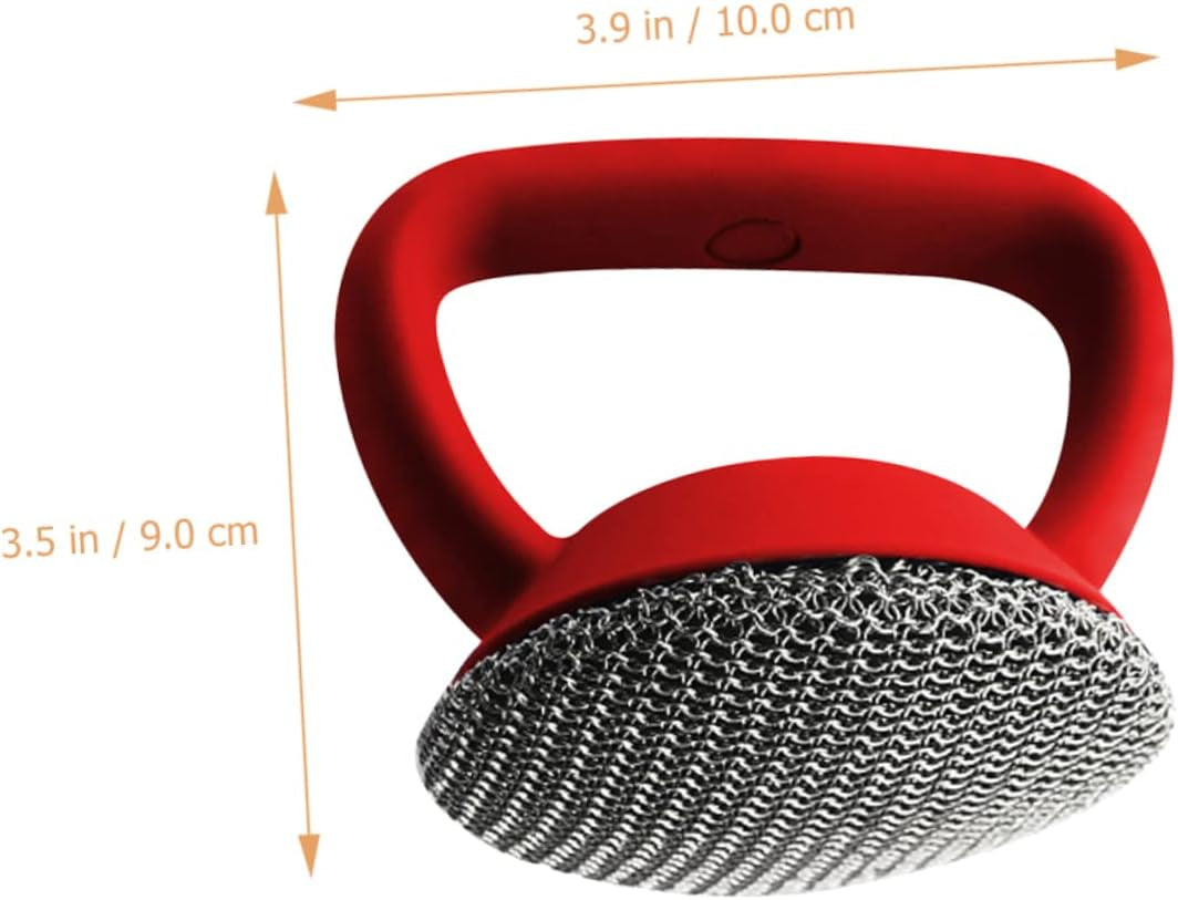 Metal Mesh Pot Brush with Handle Scrubber for Pots Pans and Dishes Ergonomic Design for Easy Cleaning and Storage