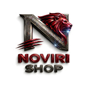 Logo of Noviri Shop with a red lion head and metallic design on a white background