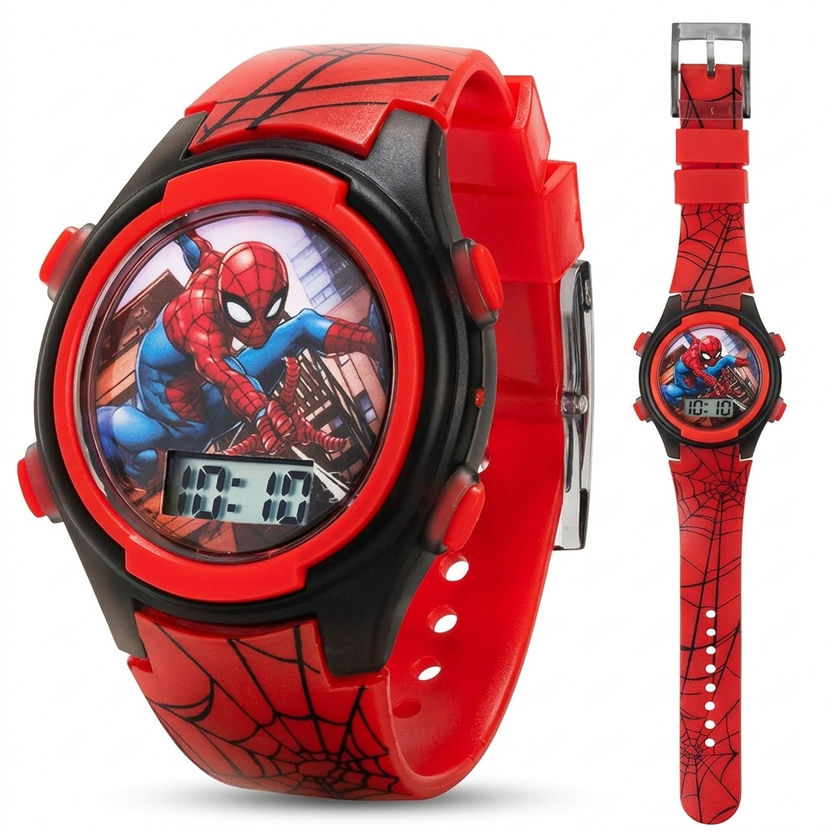 Marvel Spider-Man Kids Digital Watch LED Lights Adjustable Quartz الصورة الرئيسية