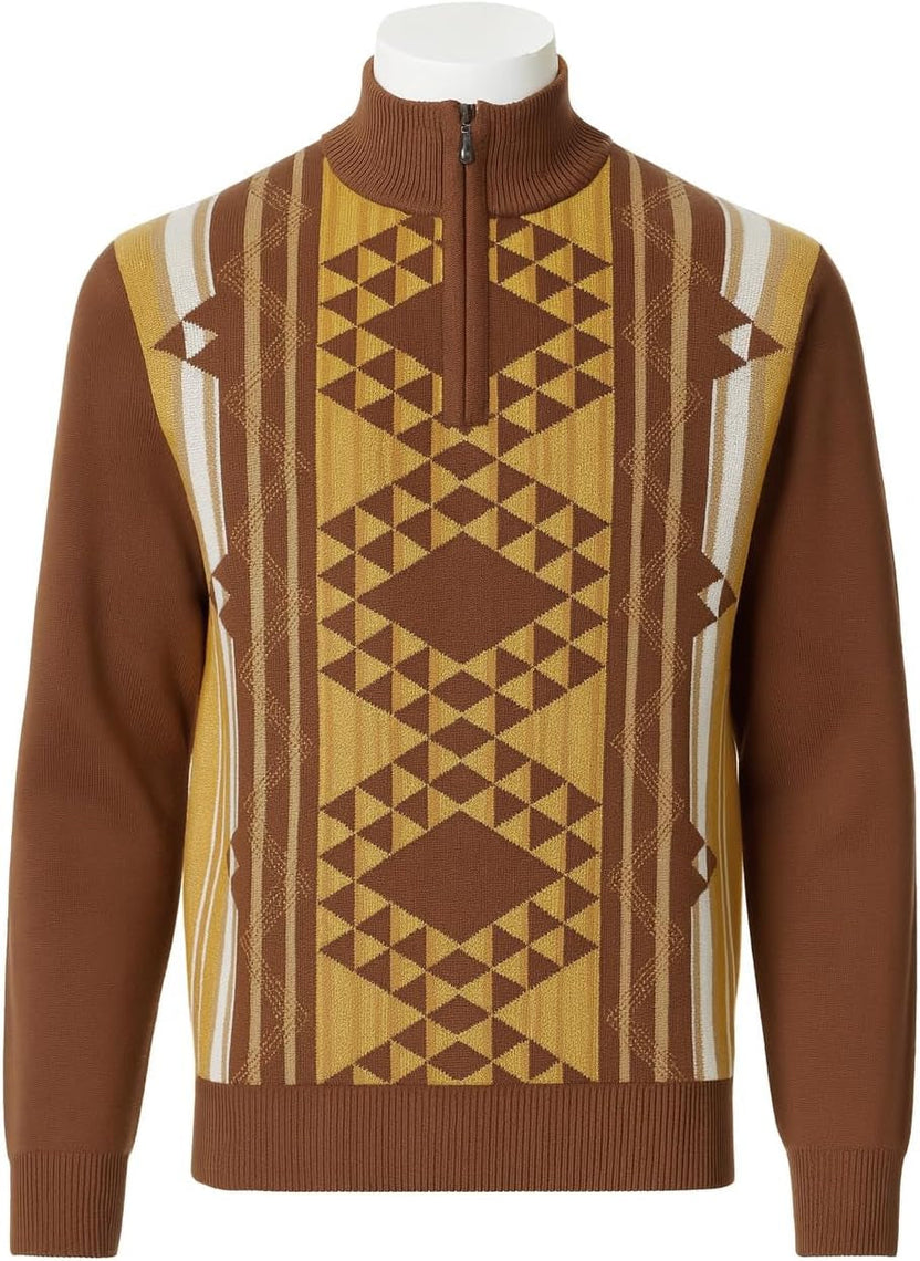 Men’S Sweater Geo Pyramidal Jacquard Design الصورة الرئيسية