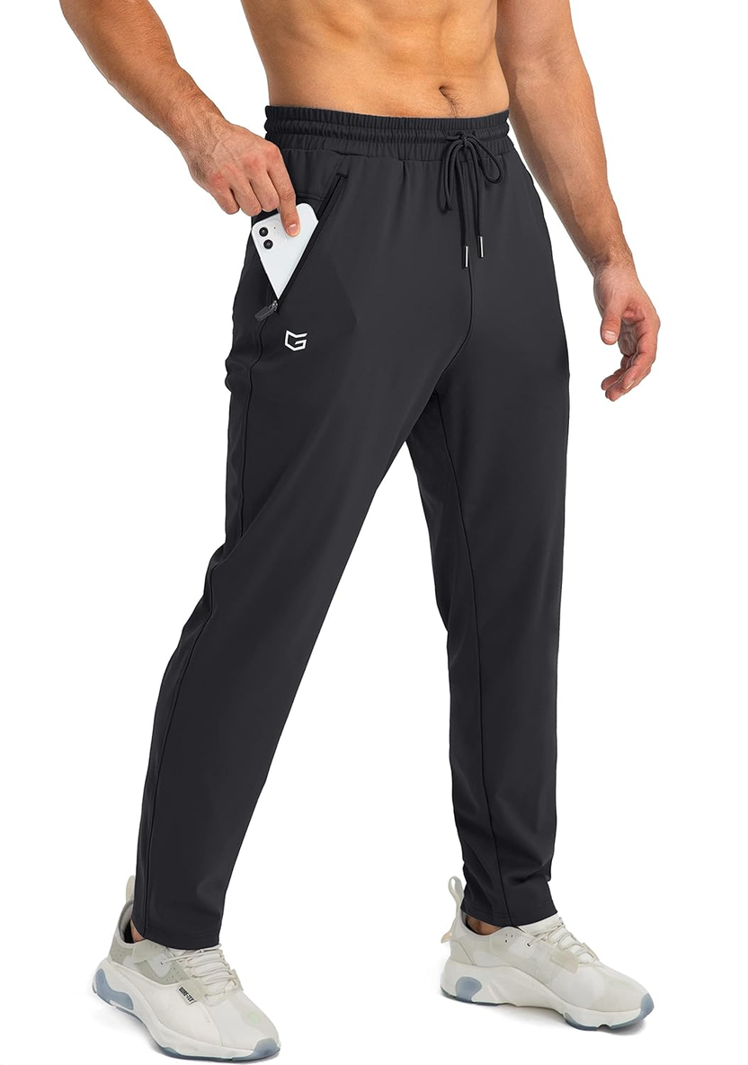 Men's Sweatpants With Zipper Pockets Tapered Joggers For الصورة الرئيسية