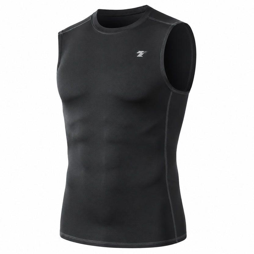 Black sleeveless athletic shirt on a white background الصورة الرئيسية