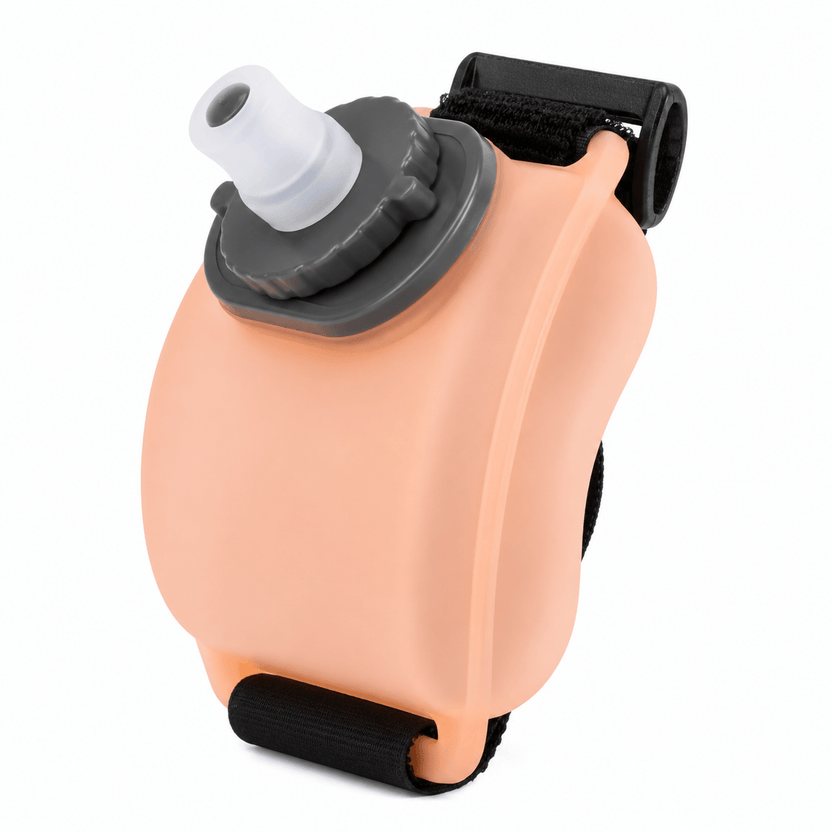 Dog water bottle with black strap on a white background الصورة الرئيسية
