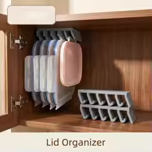 Space Saving Under Cabinet Lid Storage Rack Wall Mount Multi-Slot Sturdy Holder For Kitchen Sturdy Container Lids Holder Secondary image