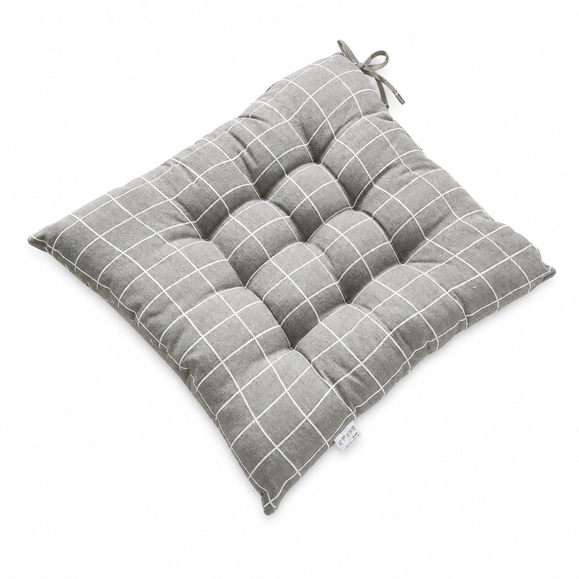Gray checkered seat cushion on a white background الصورة الرئيسية