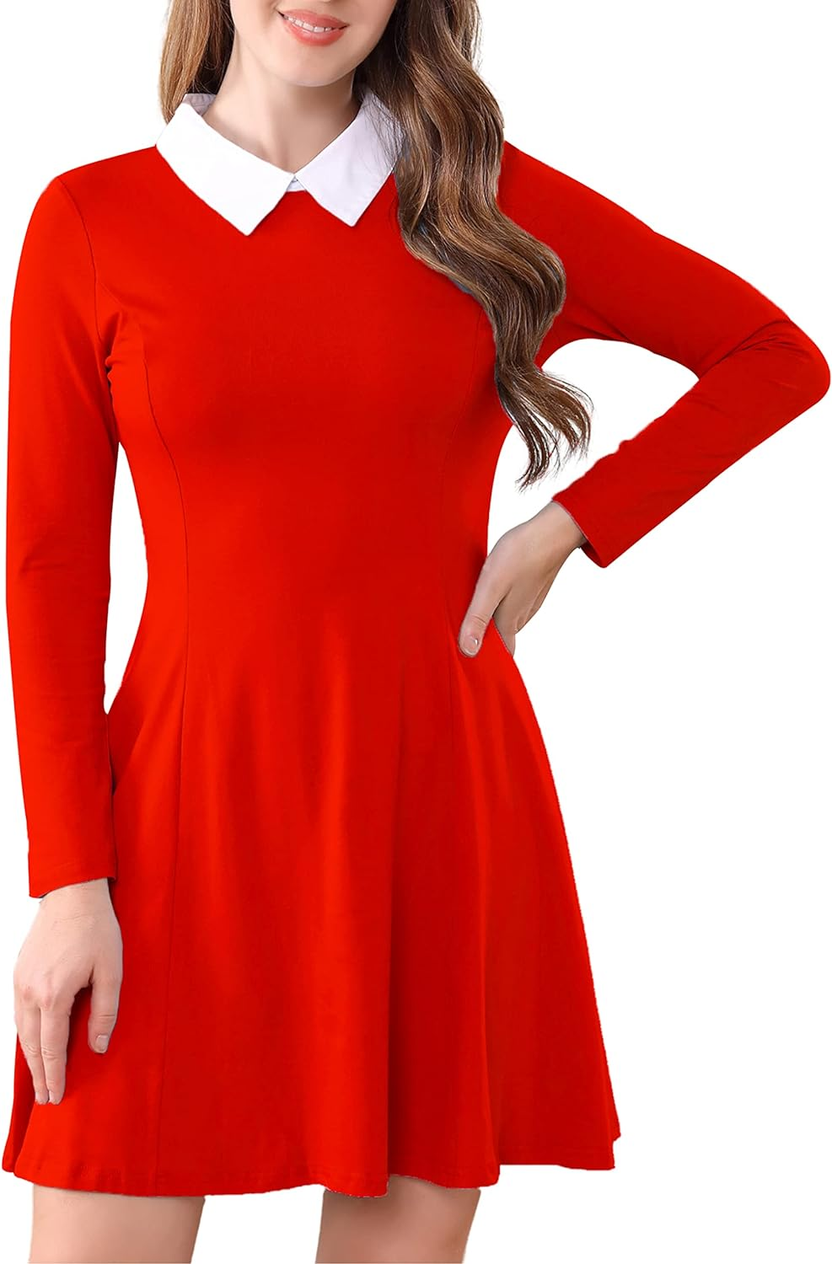 Women's Long Sleeve Fall Dresses 2025 Casual Peter Pan الصورة الرئيسية