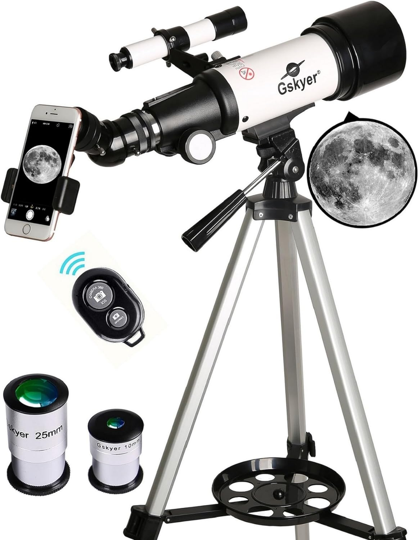 Telescope, 70Mm Aperture 400Mm AZ Mount Astronomical Refracting Telescope for Kids Beginners - Travel Telescope with Carry Bag, Phone Adapter and Wireless Remote. الصورة الرئيسية