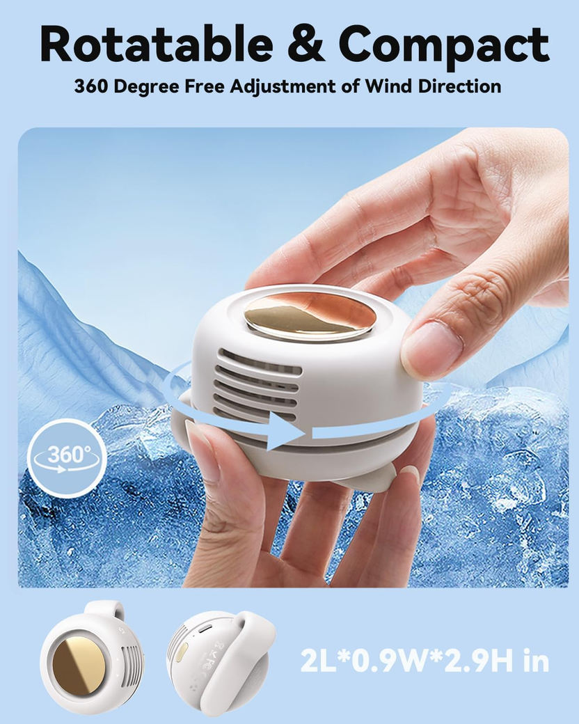 Portable Silent Mini Bladeless Fan Clip On, Small Fan Clip on for Shirt & Waist, Adjustable 3-Speed Suspended Whirlwind Fans, for Outdoor & Travel & Office, Travel Accessories, Gift Secondary image