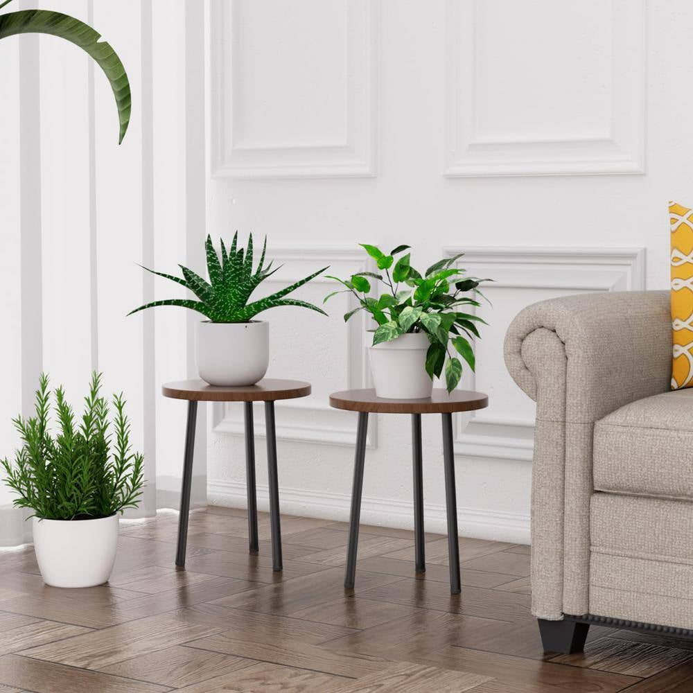 13.8 In. H Wood and Metal Indoor/Outdoor Corner Plant Stand (2-Pack)