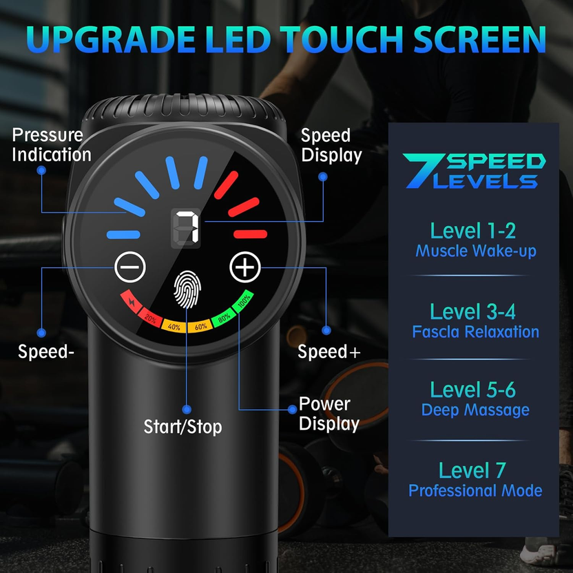 Massage Gun, Deep Tissue Back Massage for Athletes for Pain Relief, Percussion Massager with 10 Massages Heads & Silent Brushless Motor, Valentines Day Gifts for Him Her, Black صورة ثانوية