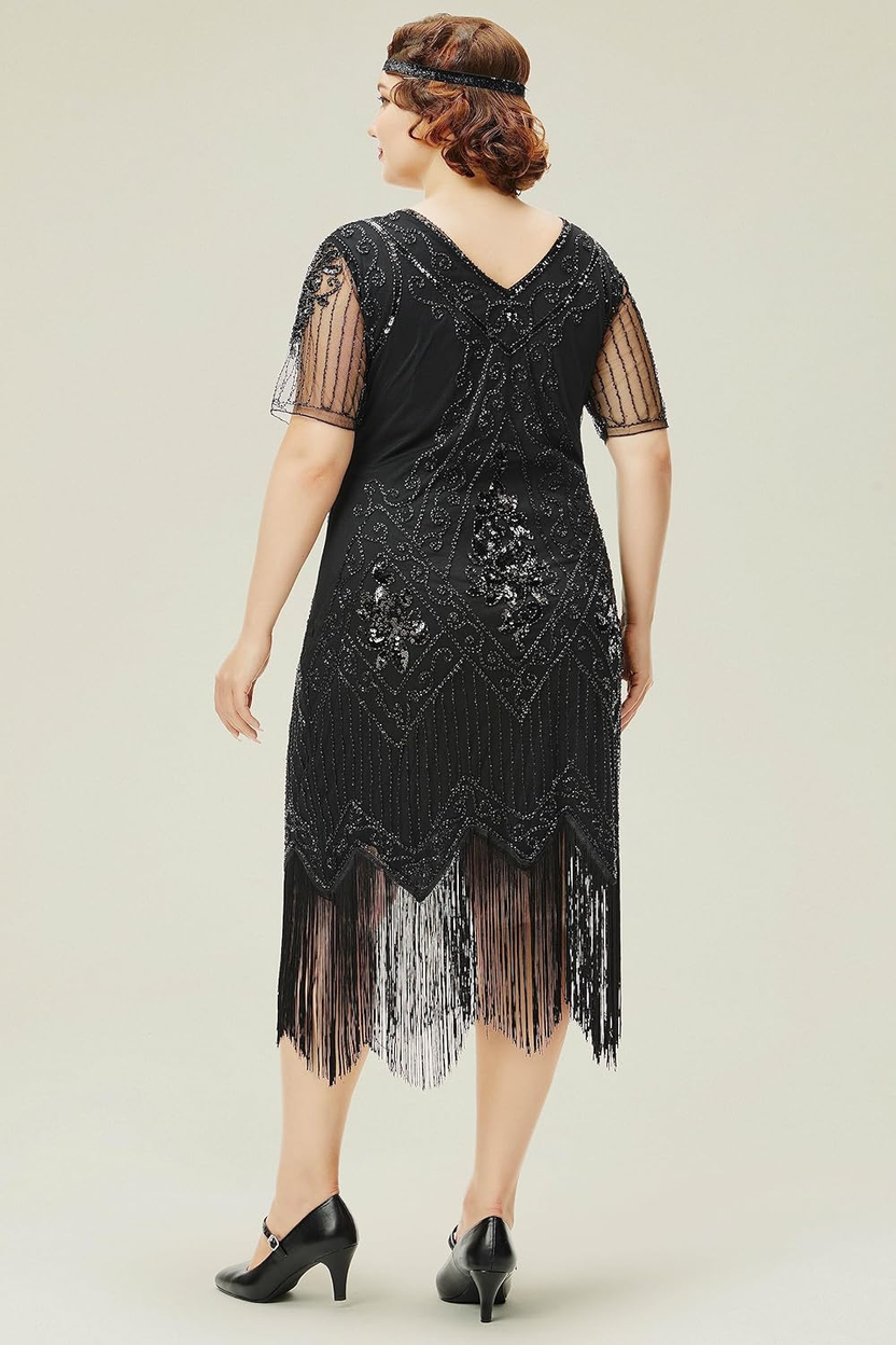 Great Gatsby Dresses for Women plus Size Cocktail Dress 1920S Flapper Costume for Women صورة ثانوية