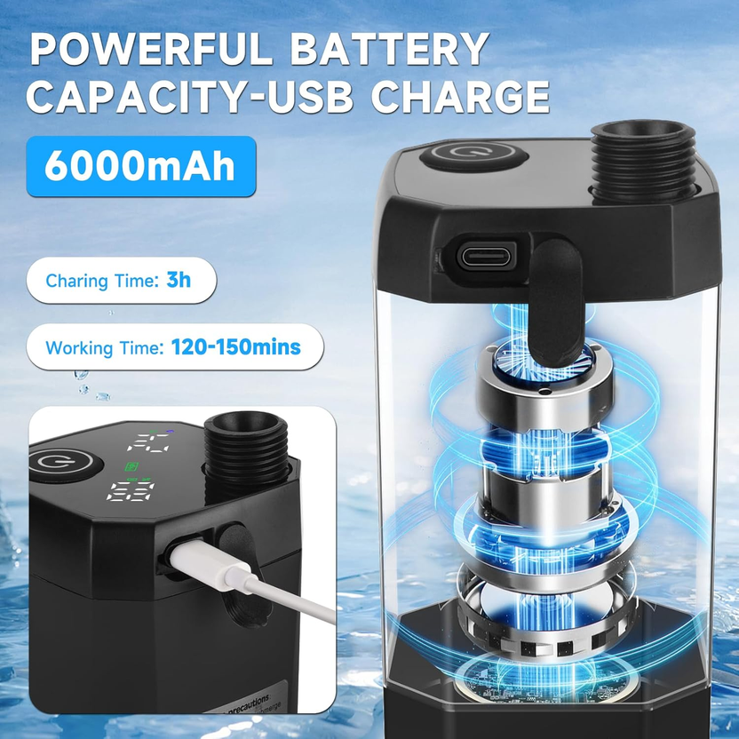 Portable Shower for Camping, Rechargeable Camping Shower Pump with LED Display of Battery Level and Temperature صورة ثانوية
