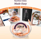 Smart Food Kitchen Scale with Nutritional Calculator, Free App for AI Scan, Calorie & Macro Tracking, Food Preload, On-Screen Nutrient Info, Personal Goals, Rechargeable, 11 Lb / 5 Kg