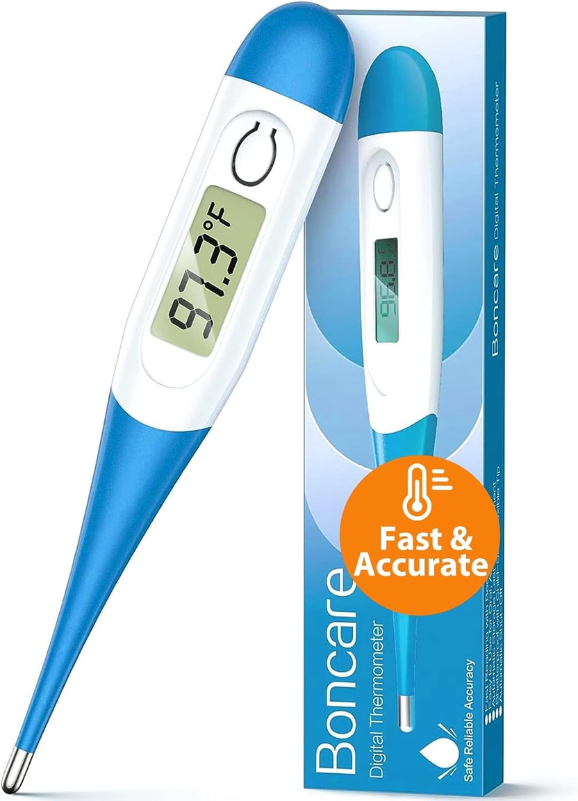 10 Seconds Oral Thermometer for Adults and Kids - Accurate & Safe Rectal Thermometer for Baby with Fever Alarm, Digital Thermometer (Light Blue) صورة ثانوية