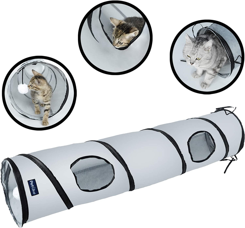 Cat Tunnel for Indoor Cats Collapsible Pop-Up Pet Tube Peek Hole Hideaway Play Toys for Cats with Ball الصورة الرئيسية