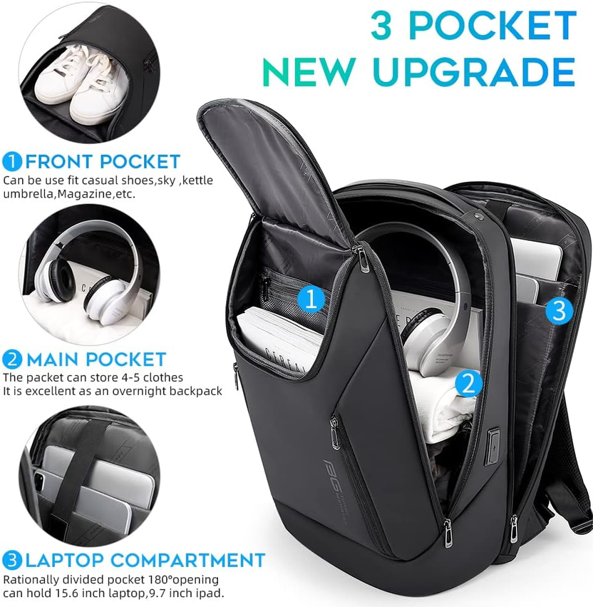 Business Smart Backpack Waterproof Fit 15.6 Inch Laptop Backpack with USB Charging Port,Travel Durable Backpack صورة ثانوية