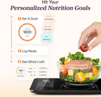 Smart Food Kitchen Scale with Nutritional Calculator, Free App for AI Scan, Calorie & Macro Tracking, Food Preload, On-Screen Nutrient Info, Personal Goals, Rechargeable, 11 Lb / 5 Kg