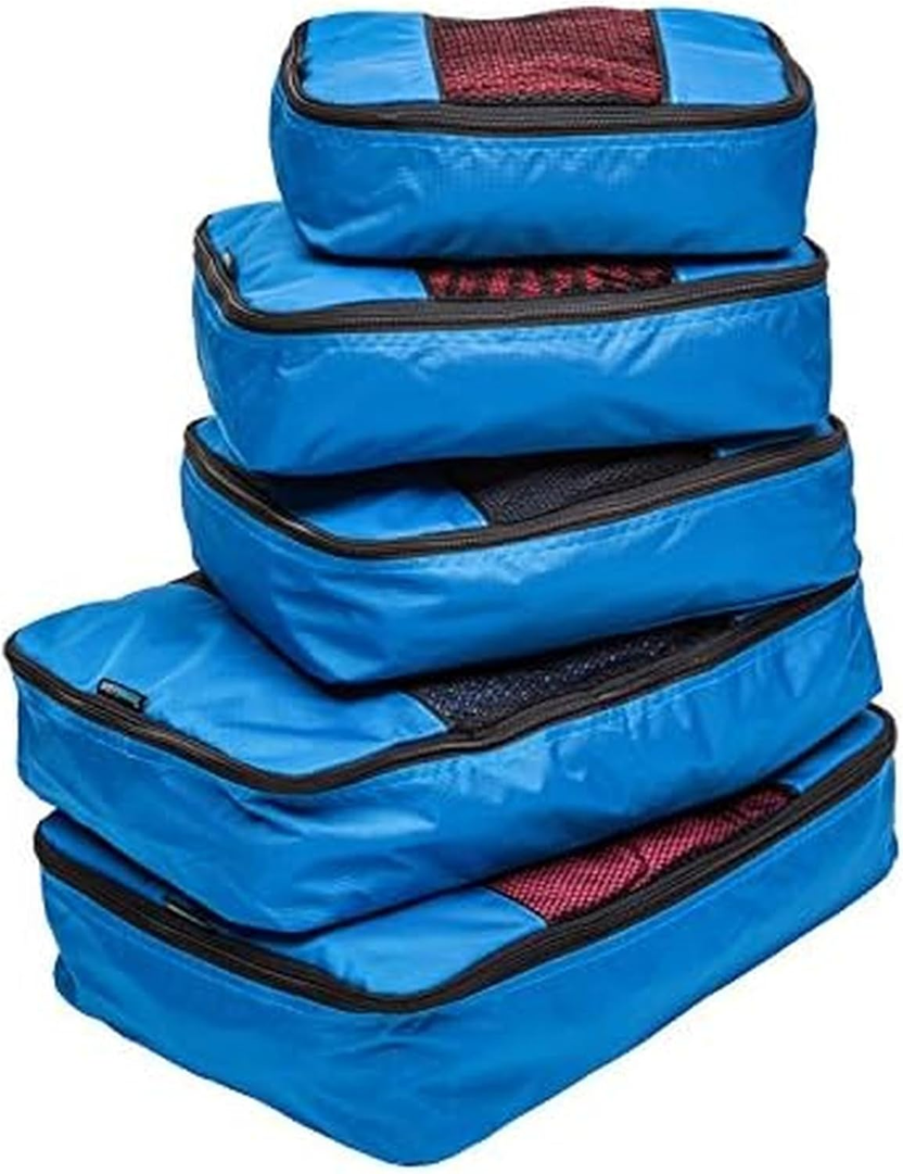 Luggage Packing Organization Cubes 5 Pack, Blue, 2 Small, 2 Medium, 1 Large الصورة الرئيسية