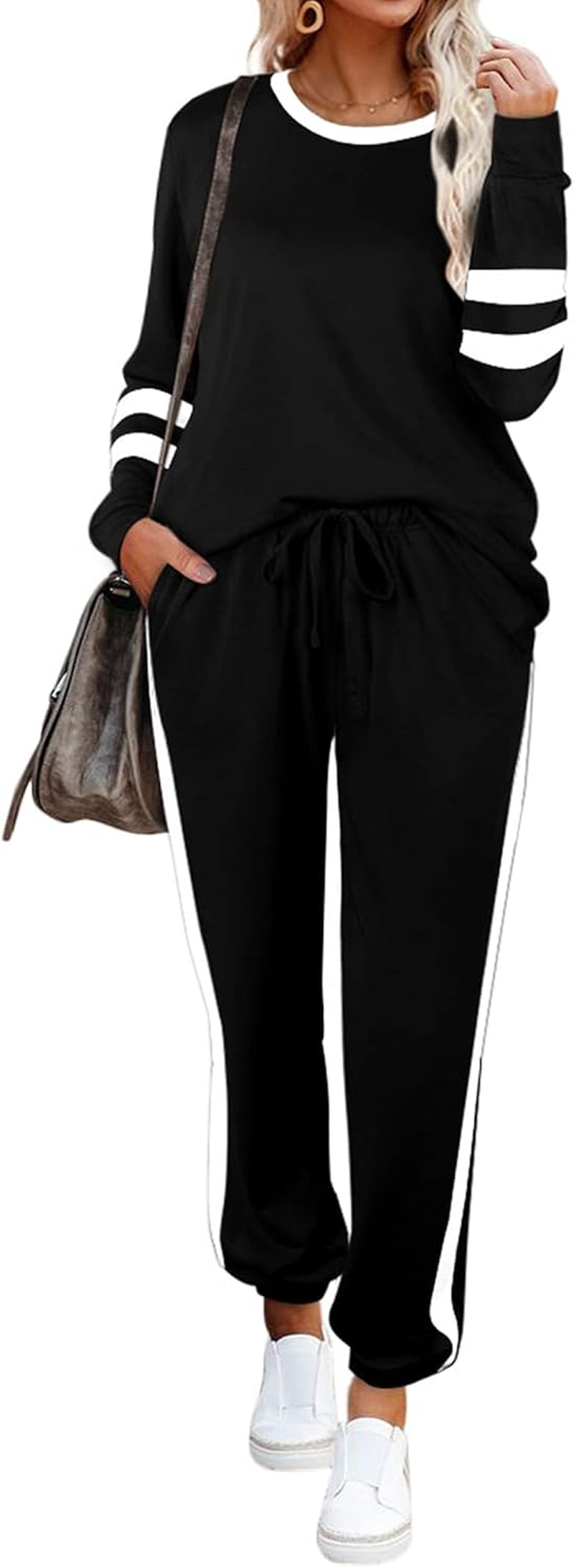 Sweatsuit for Women 2 Piece Outfits for Womens Crewneck Sweatshirts Pullover صورة ثانوية