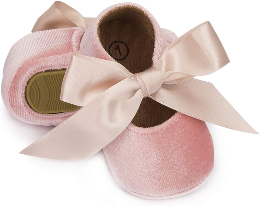 Infant Baby Girls Mary Jane Shoes Non-Slip Rubber Sole Ballet Slippers Princess Dress Wedding Shoe Newborn Crib Shoes First Walkers Shoes الصورة الرئيسية